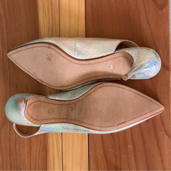 DKNY heels 2.5” Silver shimmers colorful Actual Size 7.5-8  DKNY heels 2.5” Silver shimmers colorful Actual Size 7.5-8